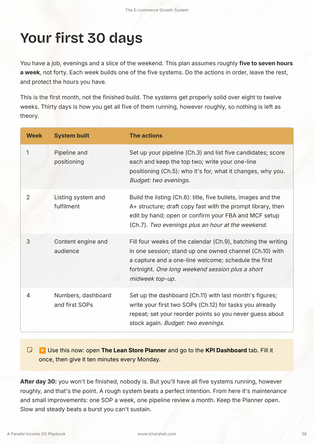 Page 58: your first 30 days