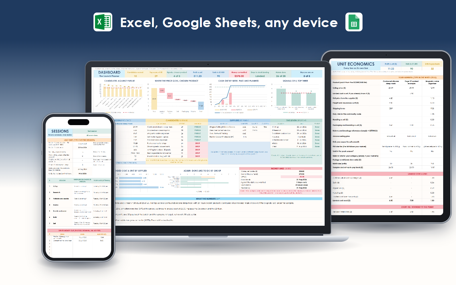 The Launch Planner on a laptop, a tablet and a phone