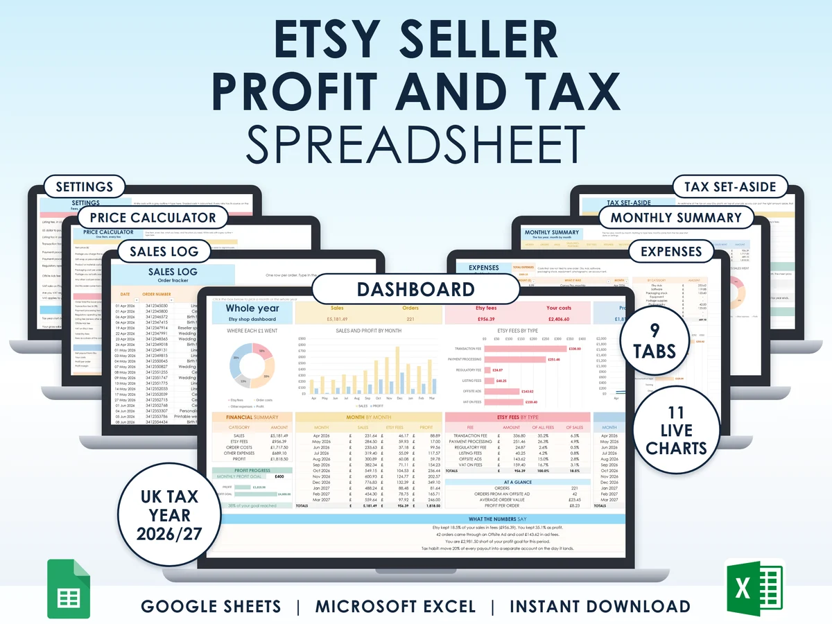 The Etsy seller profit and tax spreadsheet
