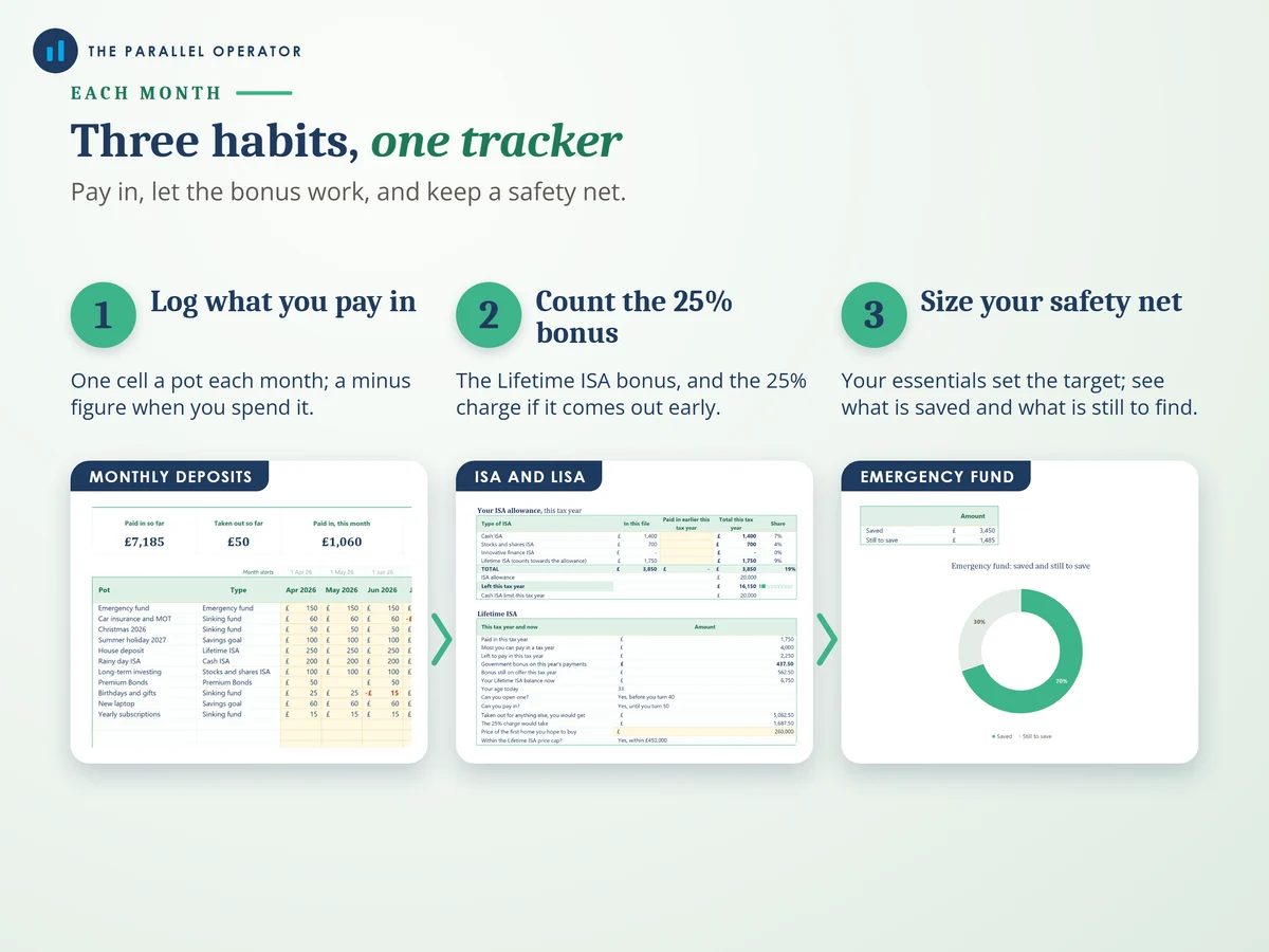 Three habits: log, count the bonus, size your safety net