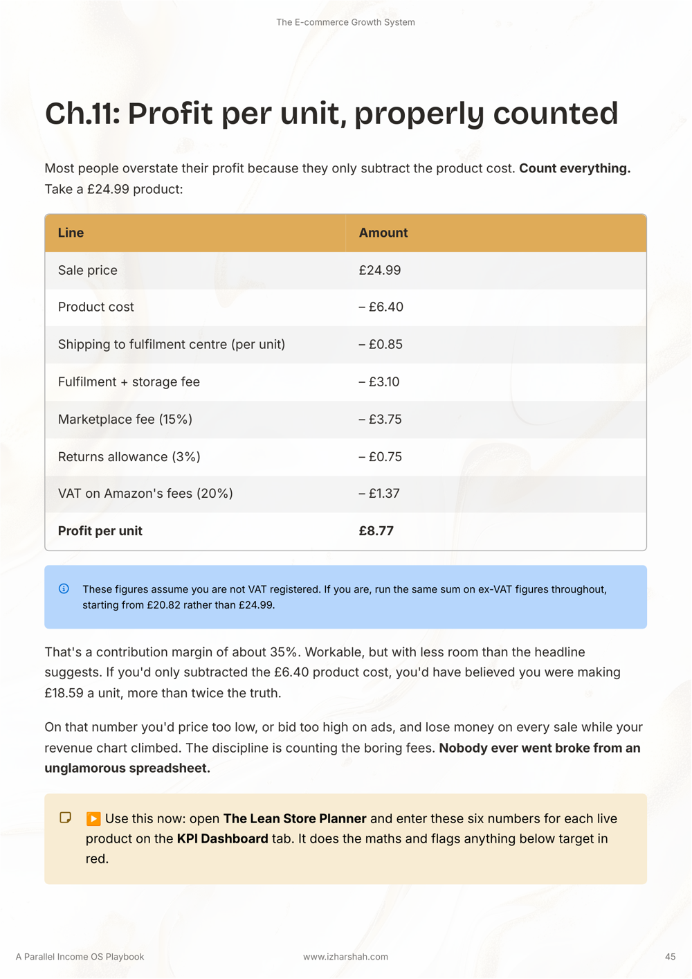 Page 45: profit per unit, properly counted