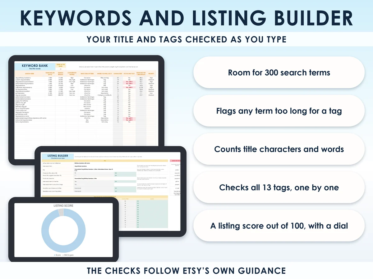 The keyword bank and listing builder