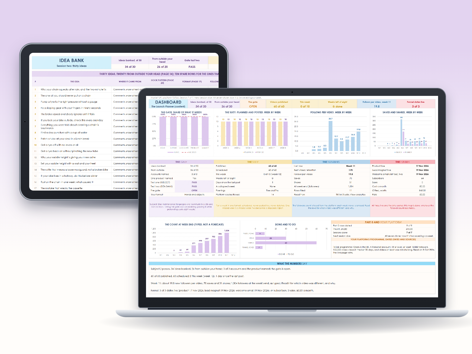 The Launch Planner workbook on a laptop and a tablet
