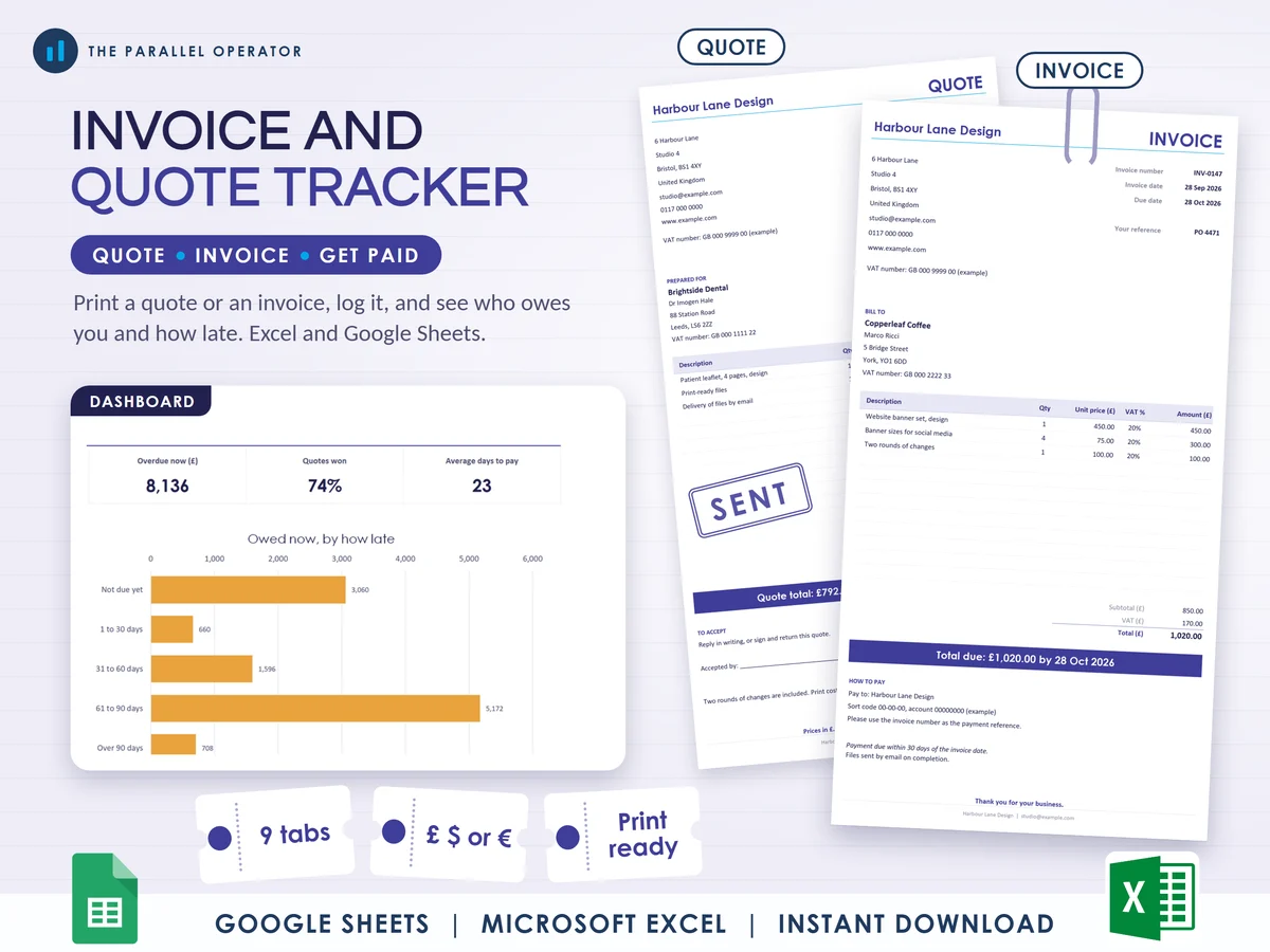 The invoice and quote tracker