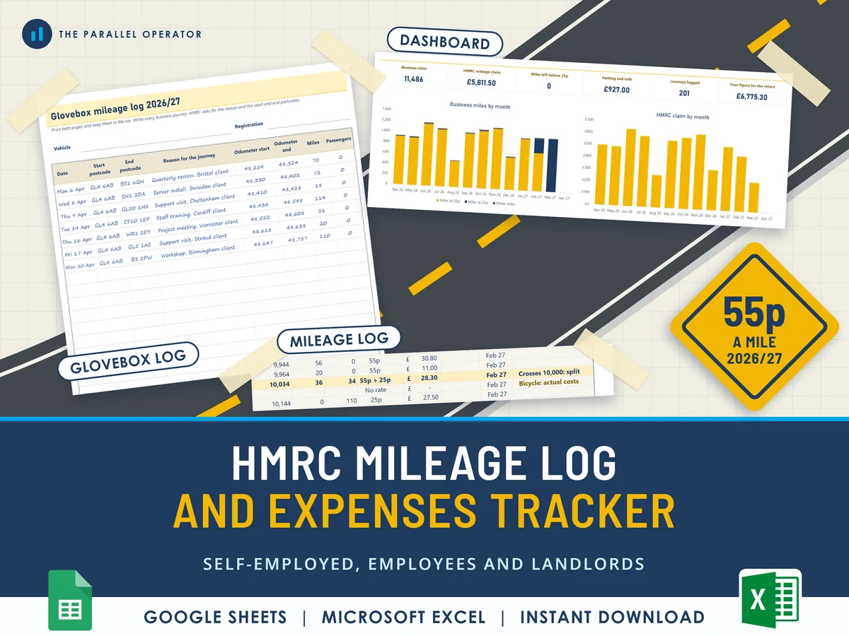The HMRC mileage log and expenses tracker
