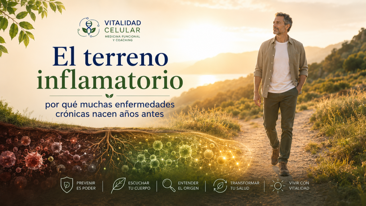 Persona caminando al amanecer como símbolo de prevención, inflamación silenciosa y transformación del terreno inflamatorio desde la medicina funcional.