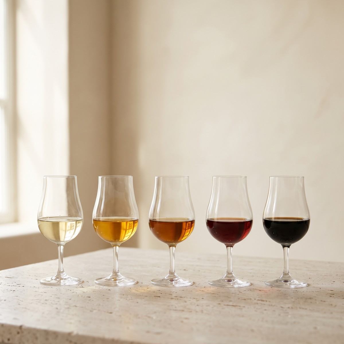 Beş sherry stili kadehte: Fino'dan Pedro Ximénez'e