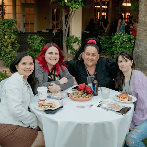 Rachel with friends — placeholder