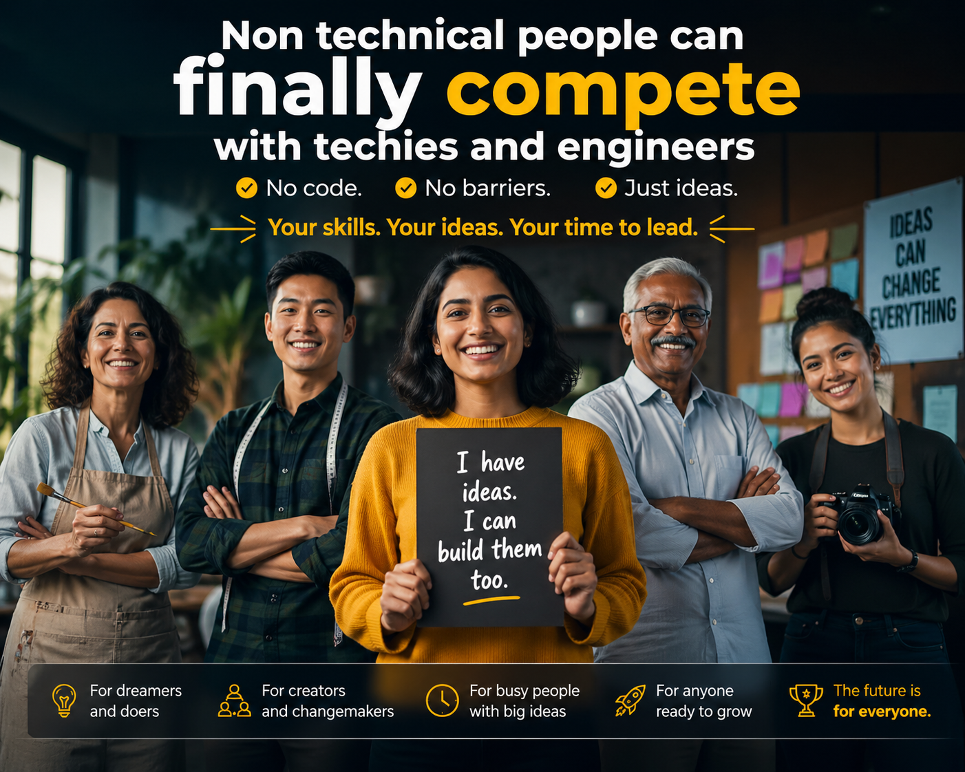 Non-technical operators competing in tech-defined arenas with AI