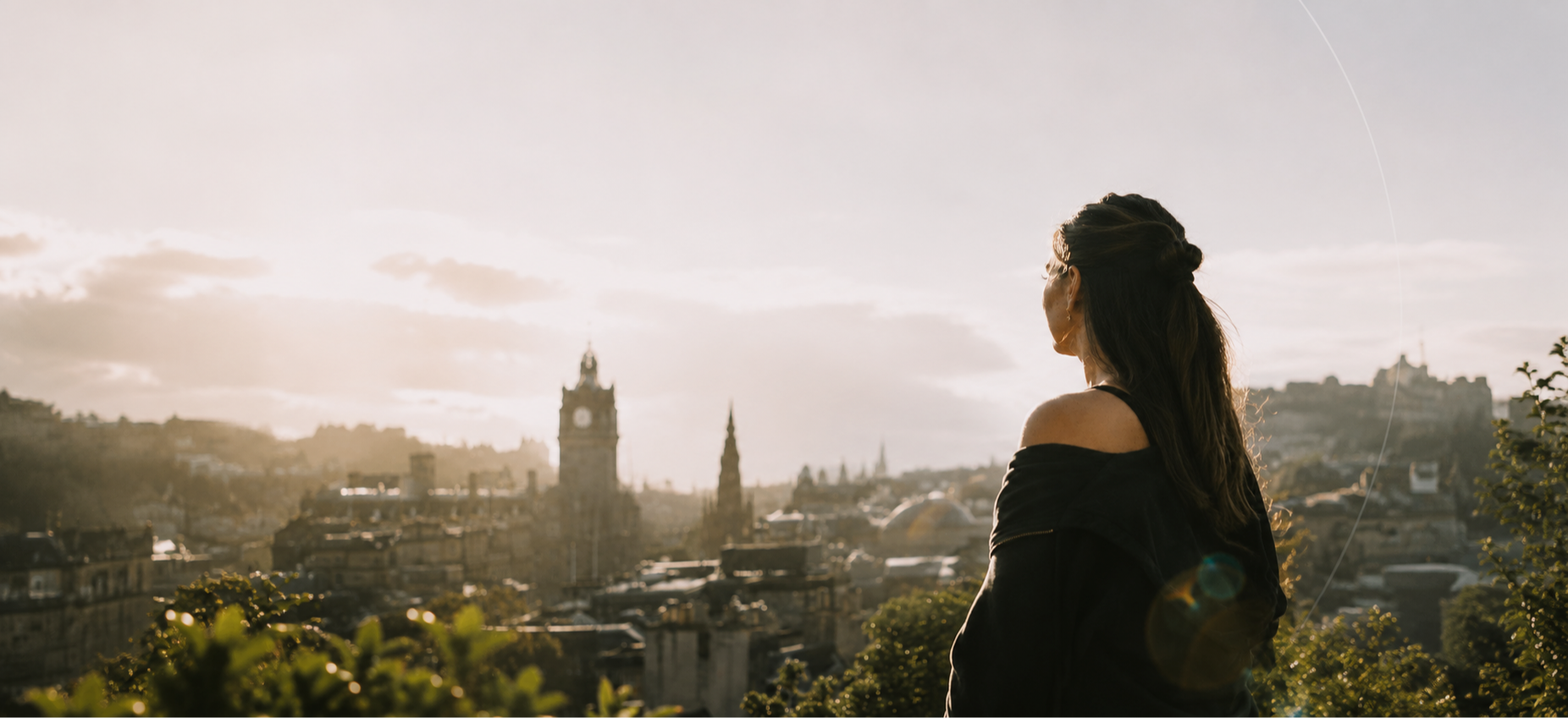 Looking out over Edinburgh at golden hour