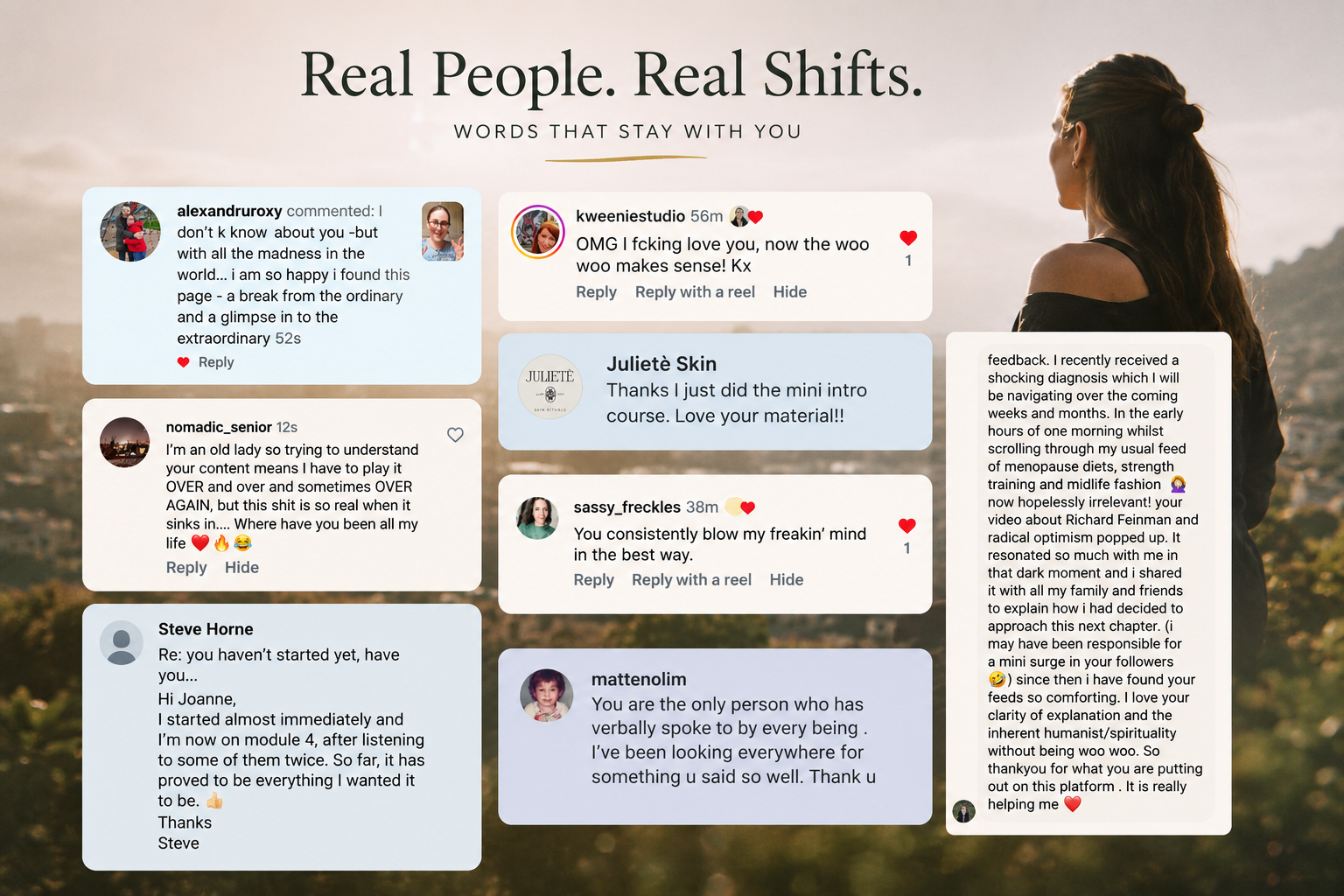 Testimonials from people who have listened to the series