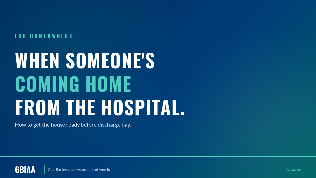 Typography hero image for "When Someone's Coming Home From the Hospital" with GBIAA branding on dark blue background