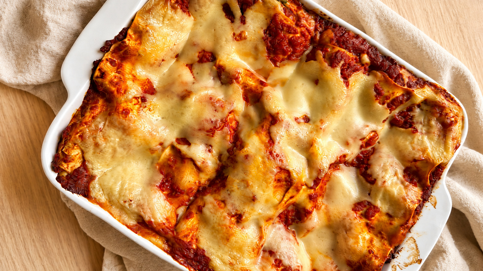 Vegan lasagne fresh from the oven