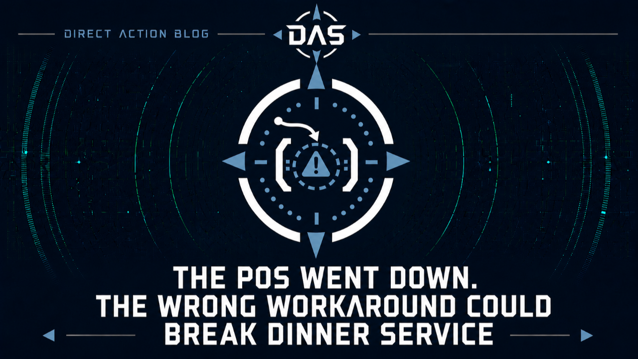 THE POS WENT DOWN THE WRONG WORKAROUND COULD BREAK DINNER SERVICE