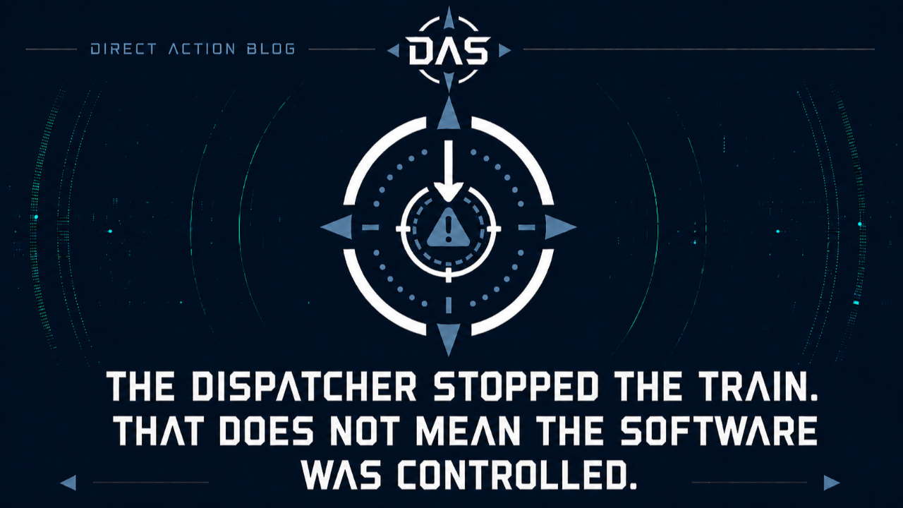 THE DISPATCHER STOPPED THE TRAIN. THE SOFTWARE WAS NOT CONTROLLED.