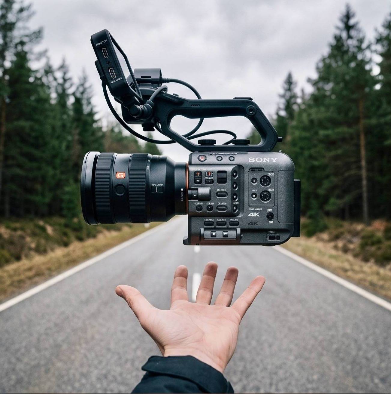 Video creator holding a Sony camera
