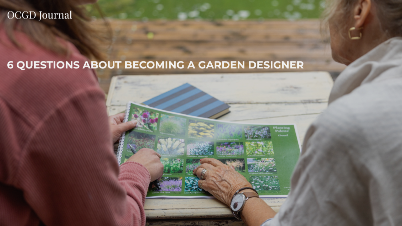 garden design student sketch and render of project work 