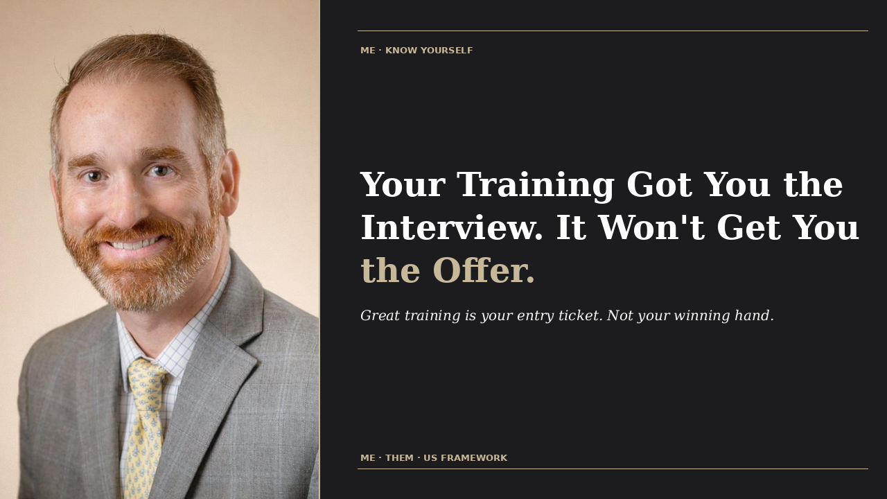 DR Advisors blog graphic — Your Training Got You the Interview. It Won't Get You the Offer — physician career strategy