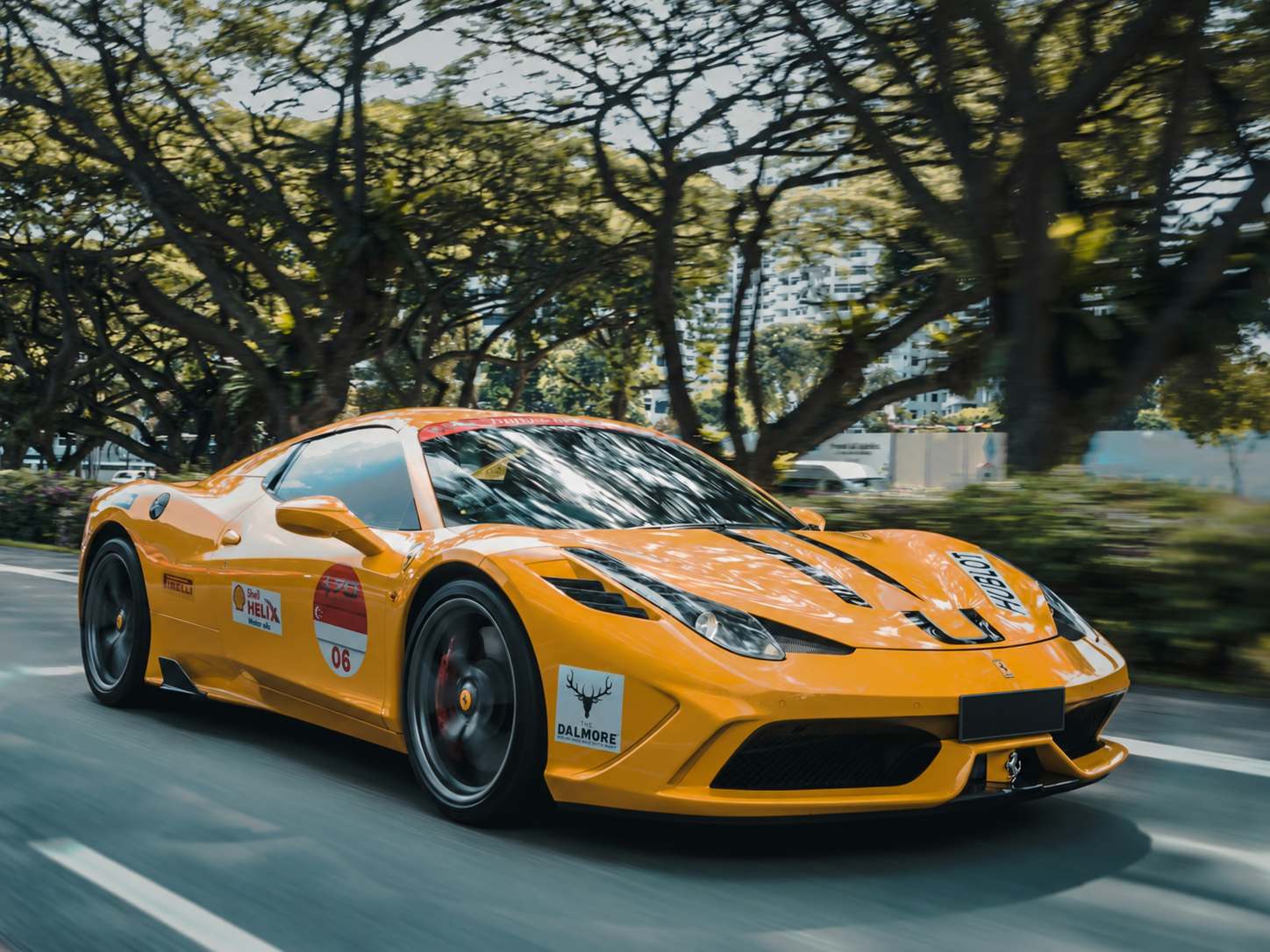 Grand Touring Ferrari — registration plate covered