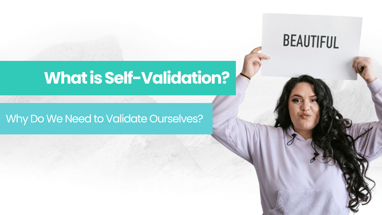 A woman is holding a sign that says beautiful for Self-Validation