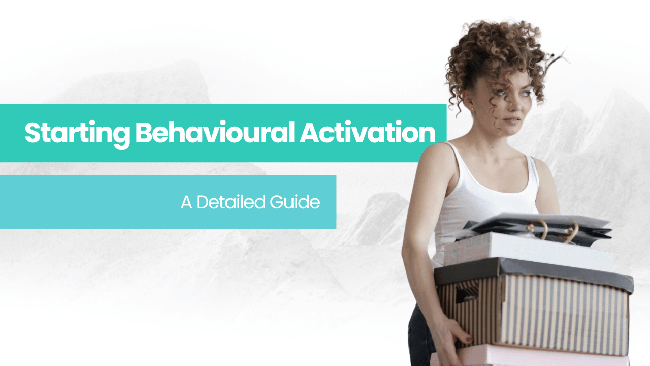 a woman is carrying a pile of boxes showing Behavioural Activation