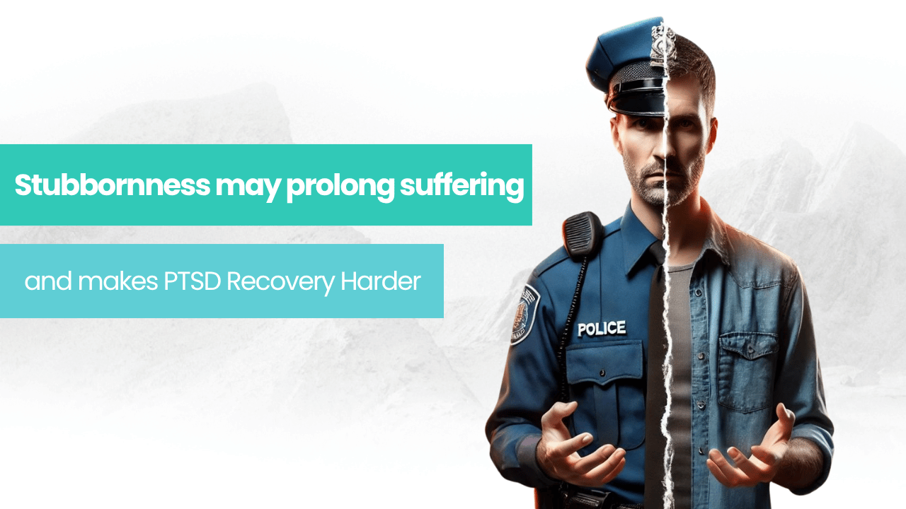 A stubborn police officer with PTSD and storm clouds next to a man with birds |The Psych Collective
