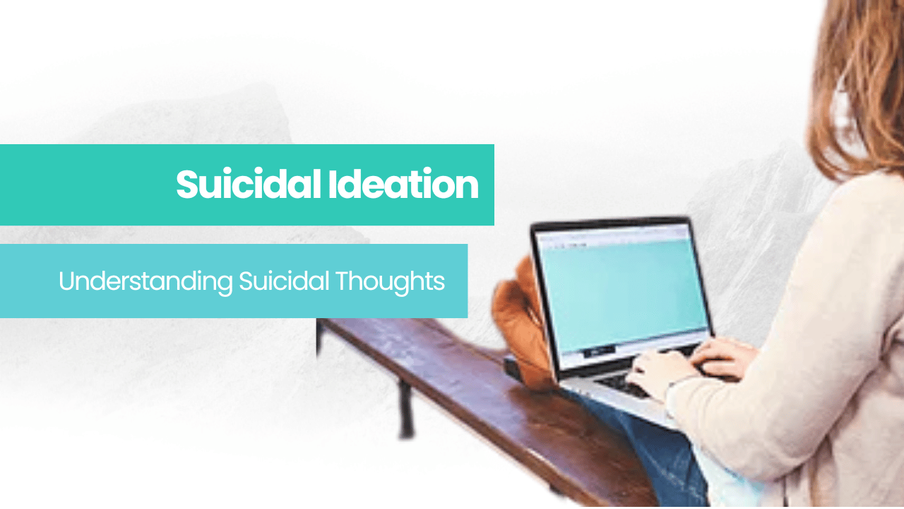 woman with a laptop experiencing Suicidal thoughts