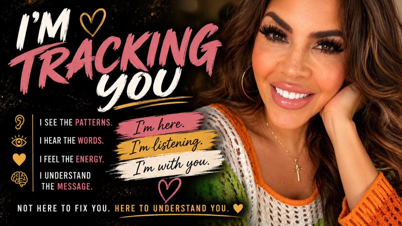 The Healing Cheff smiling beside the words “I'm Tracking You,” representing empathetic listening, emotional sobriety, compassion, spiritual growth, and the power of understanding others without judgment, rescuing, or control