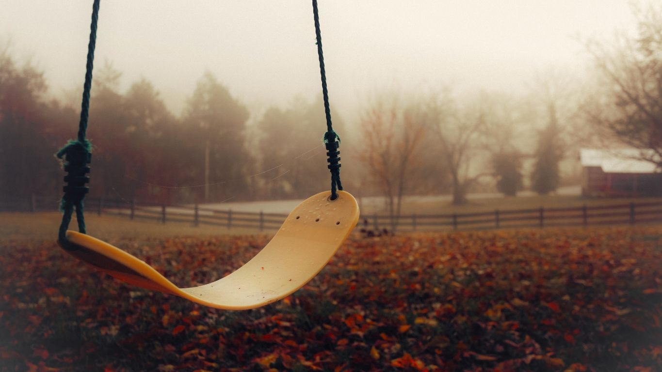 swing in a misty autumn atmosphere