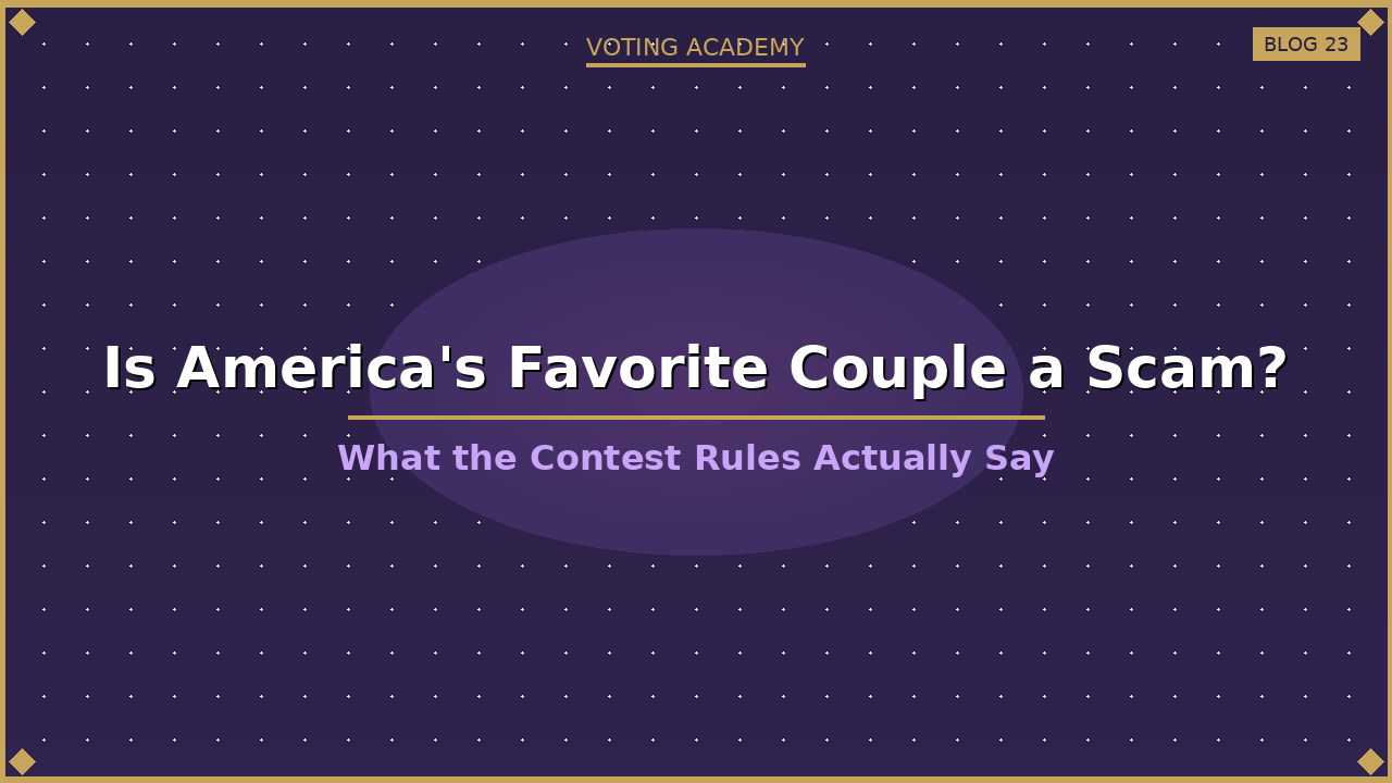 Is America's Favorite Couple a scam — factual breakdown of the contest rules and charity 2026
