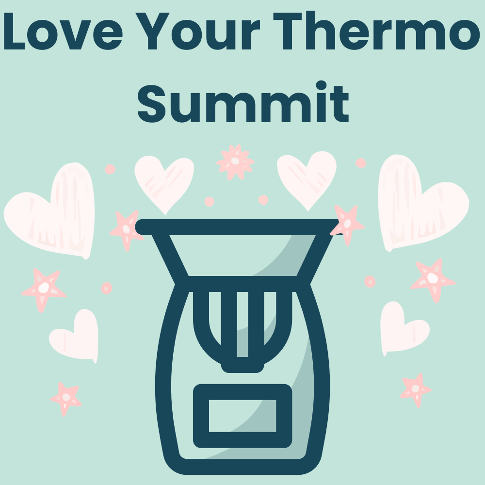 Illustration of a thermomix with love hearts around it and the title "Love Your Thermo Summit" 