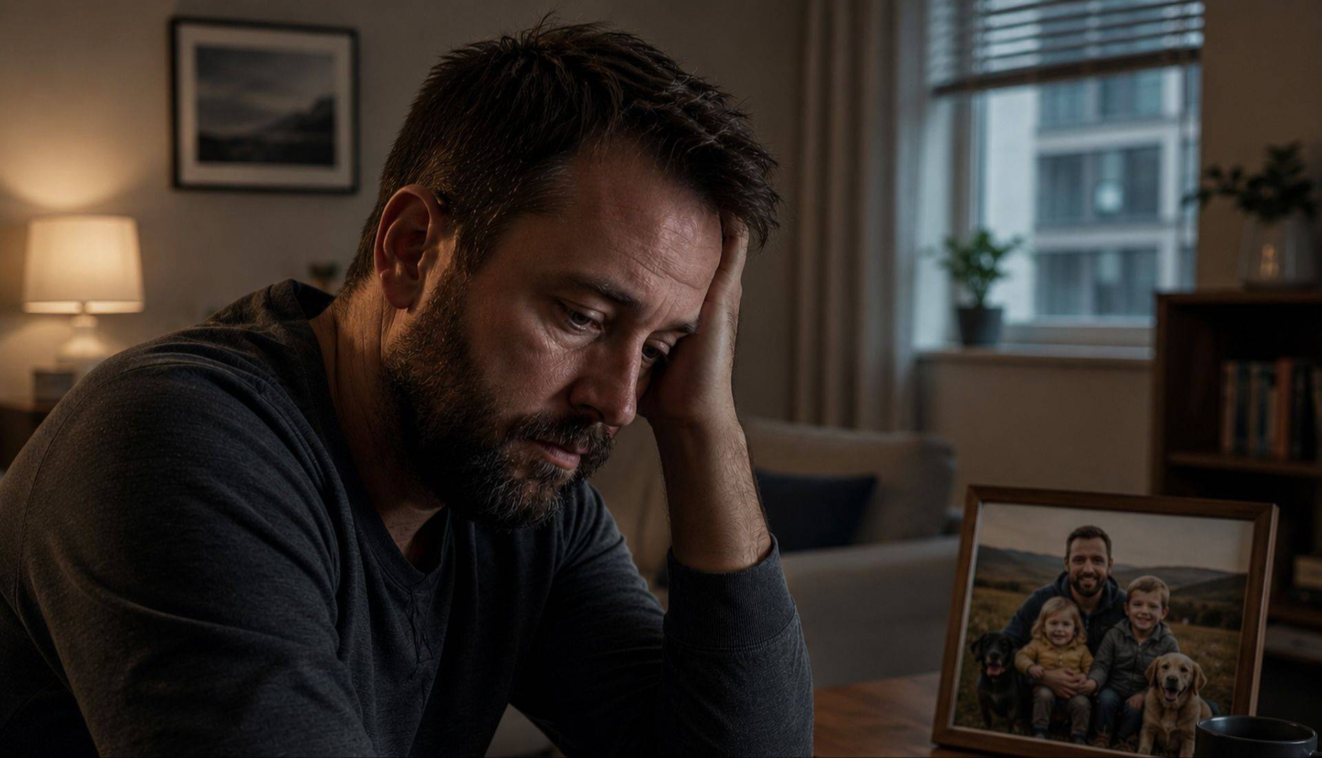 Unhappy father in 1 bedroom flat.