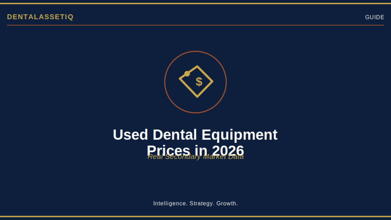 Used dental equipment prices 2026 — real secondary market transaction data by category and brand from DentalAssetIQ