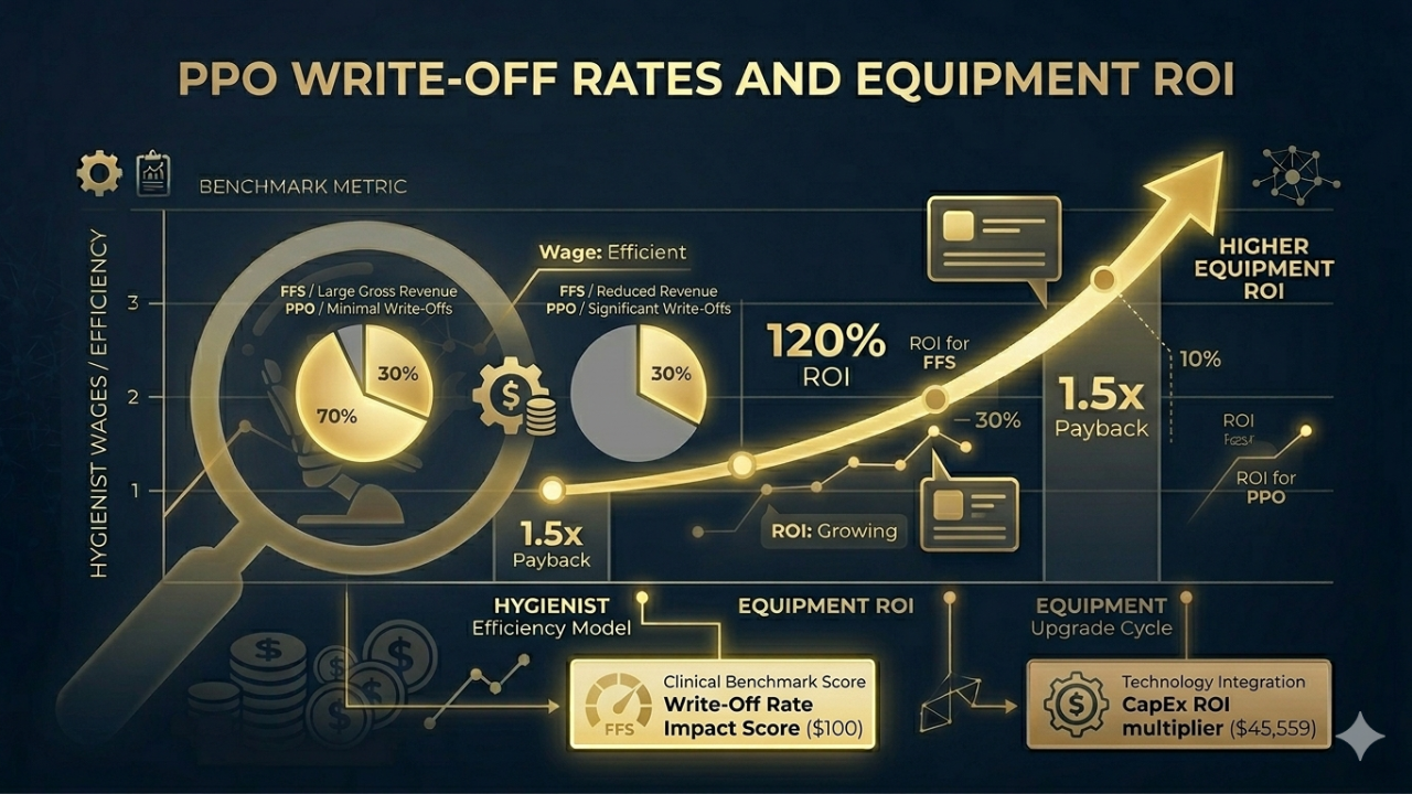 PPO write-off rate benchmark and its impact on dental equipment investment ROI