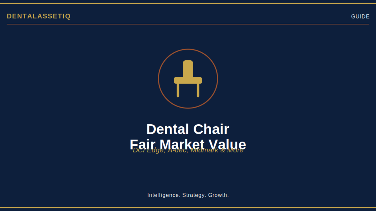 DentalAssetIQ dental chair fair market value guide — DCI Edge, A-dec, Midmark valuation data