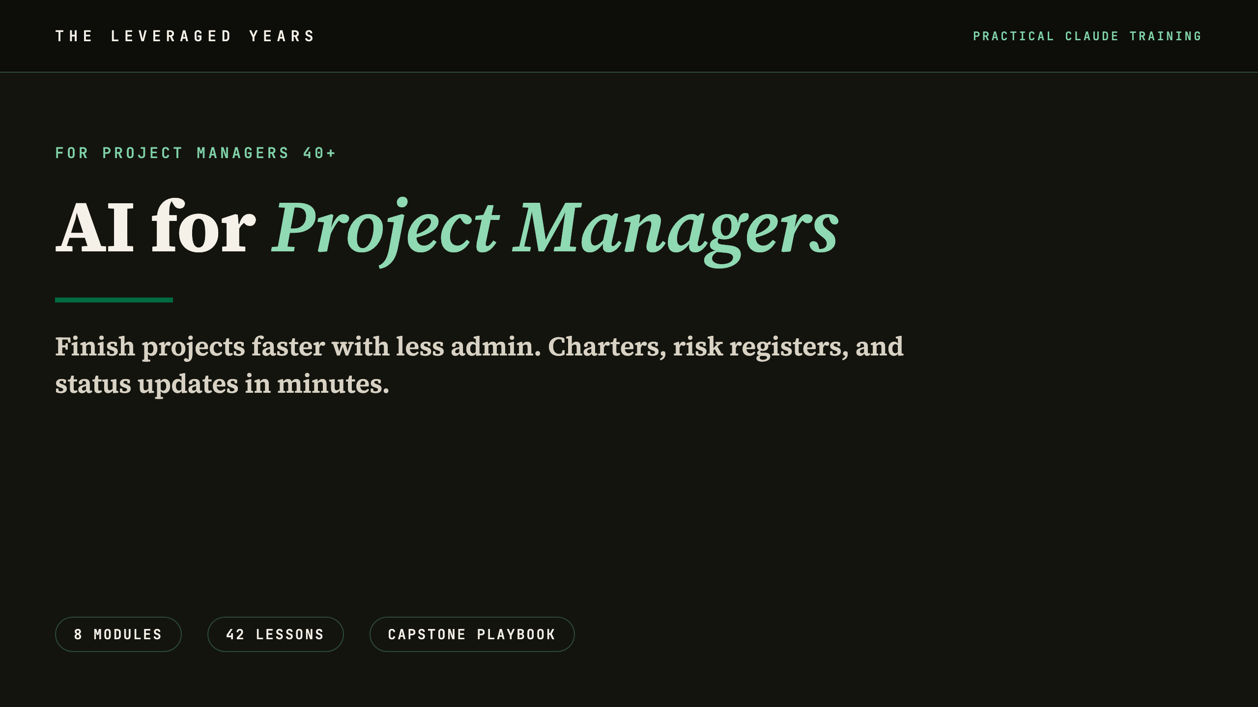 AI for Project Managers course cover