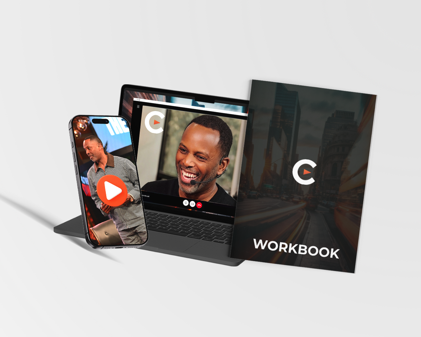 The Called Seminars on laptop, phone, and workbook