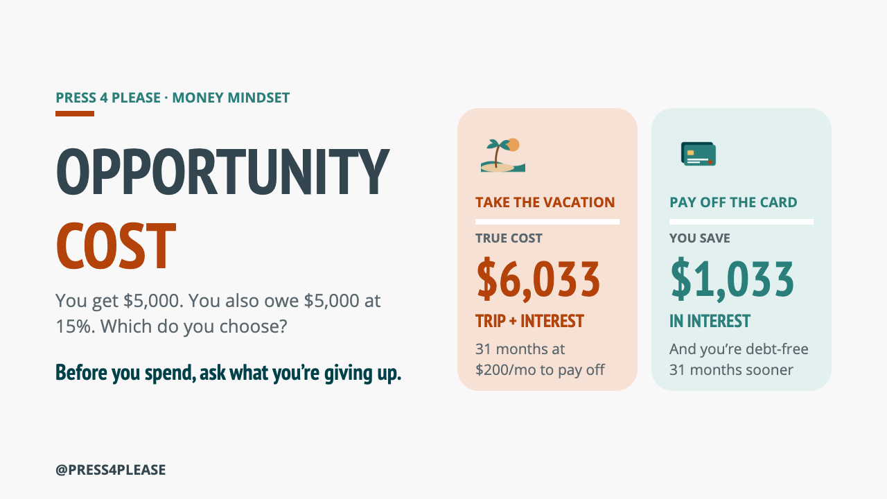 Opportunity cost explained with one $5,000 choice