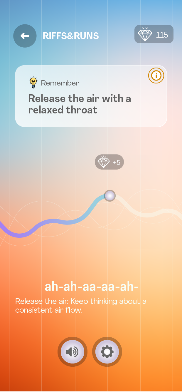 Vocal exercise app screen