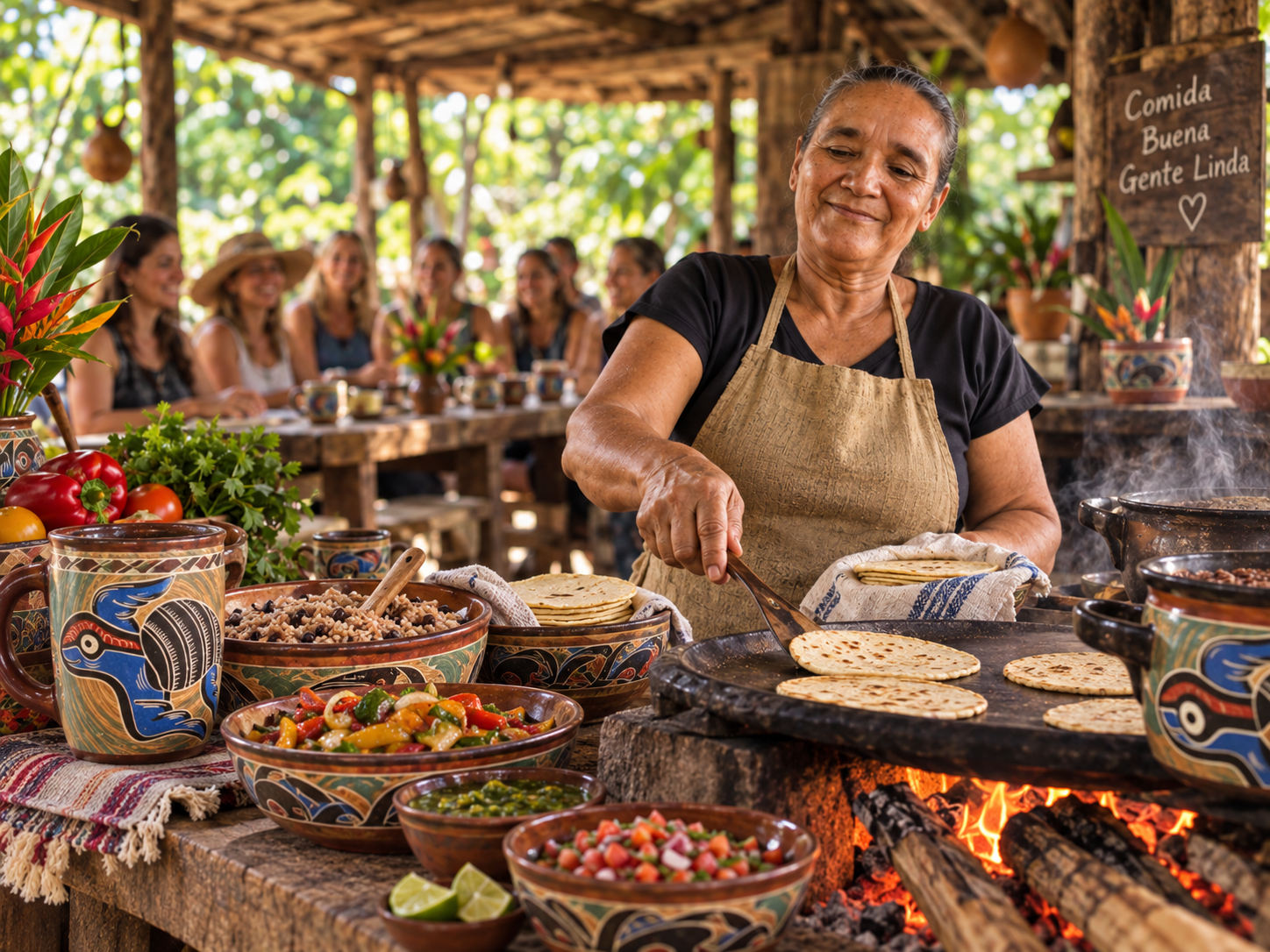 Traditional meal prepared by the Chorotega community