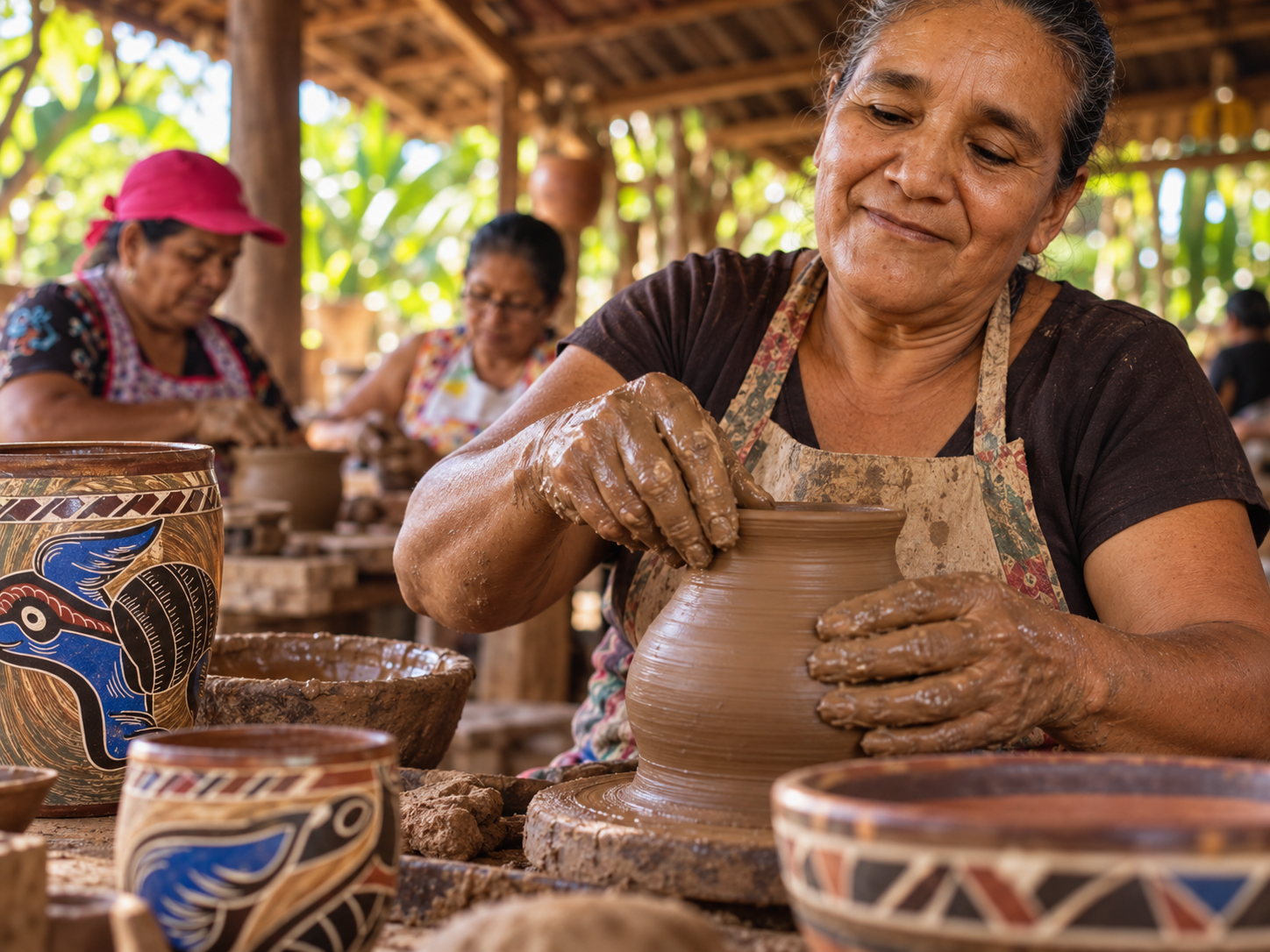 Chorotega artisan creating traditional ceramics in Costa Rica