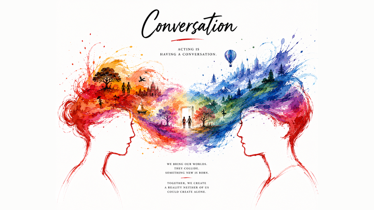 Conversation — two people bring their worlds, they collide, something new is born