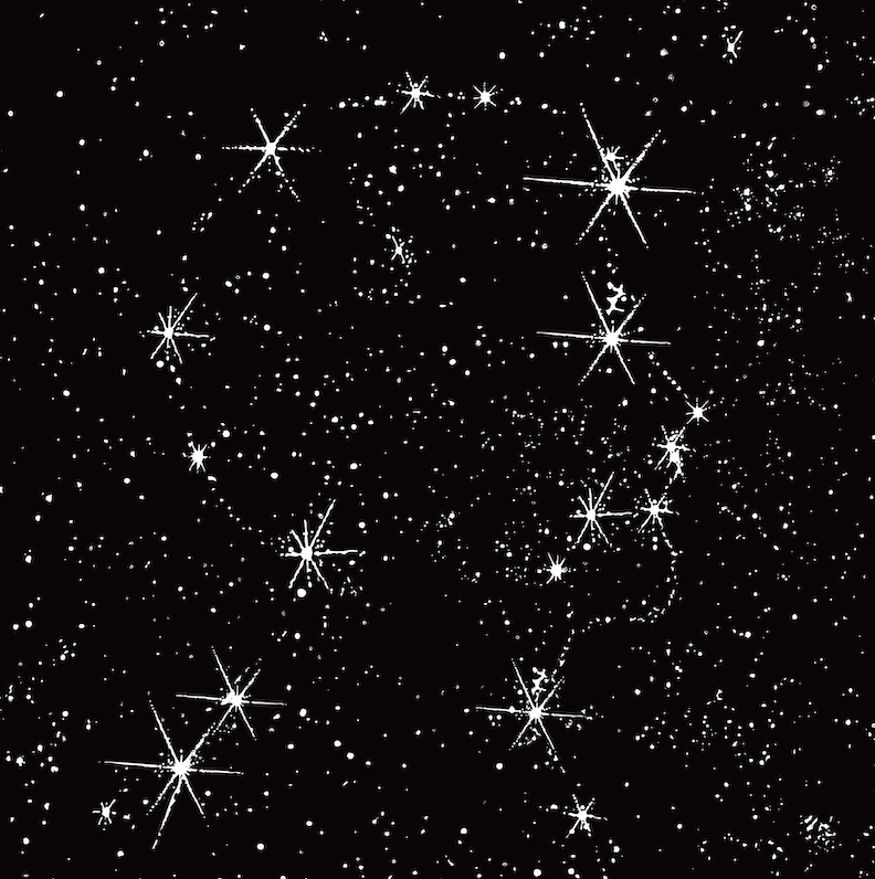 Silhouette of a human made out of stars
