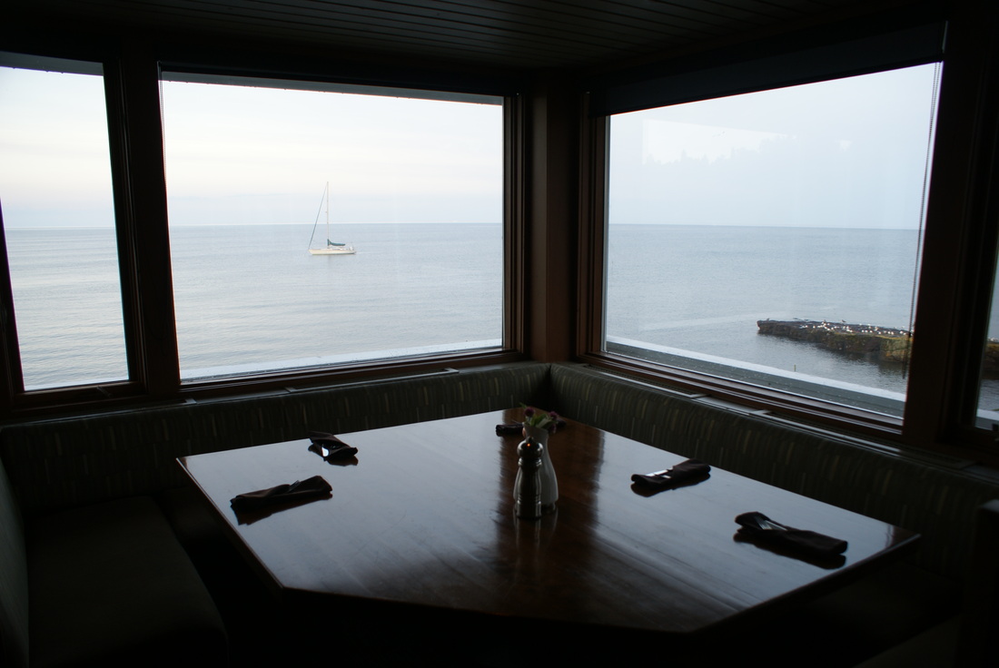The upstairs corner booth at Bluefin Grille
