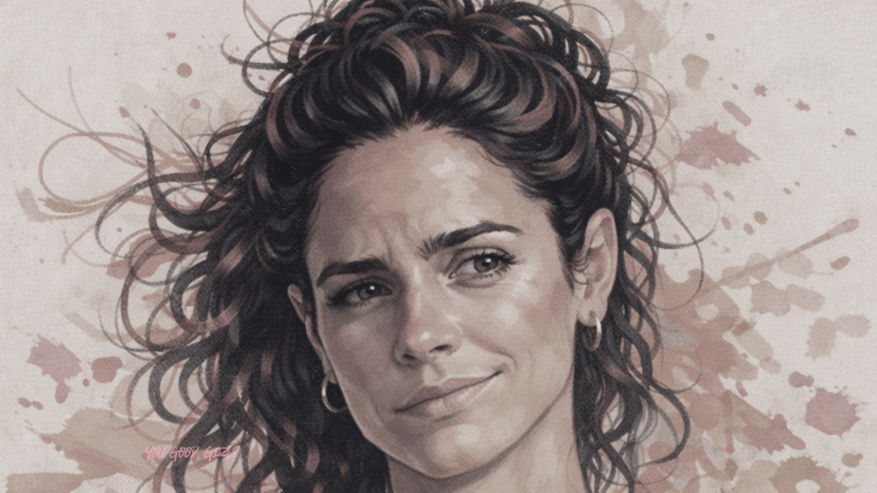Illustrated portrait of a confident woman looking directly ahead with calm intensity, representing the moment high-functioning women recognize that anger and resentment from emotional labor are not failures but signals that their boundaries and self-trust are returning.