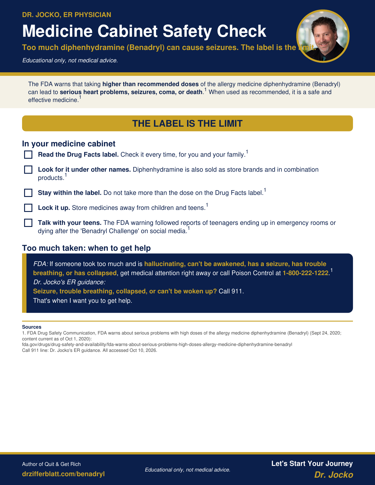 Medicine Cabinet Safety Check one page from Dr. Jocko
