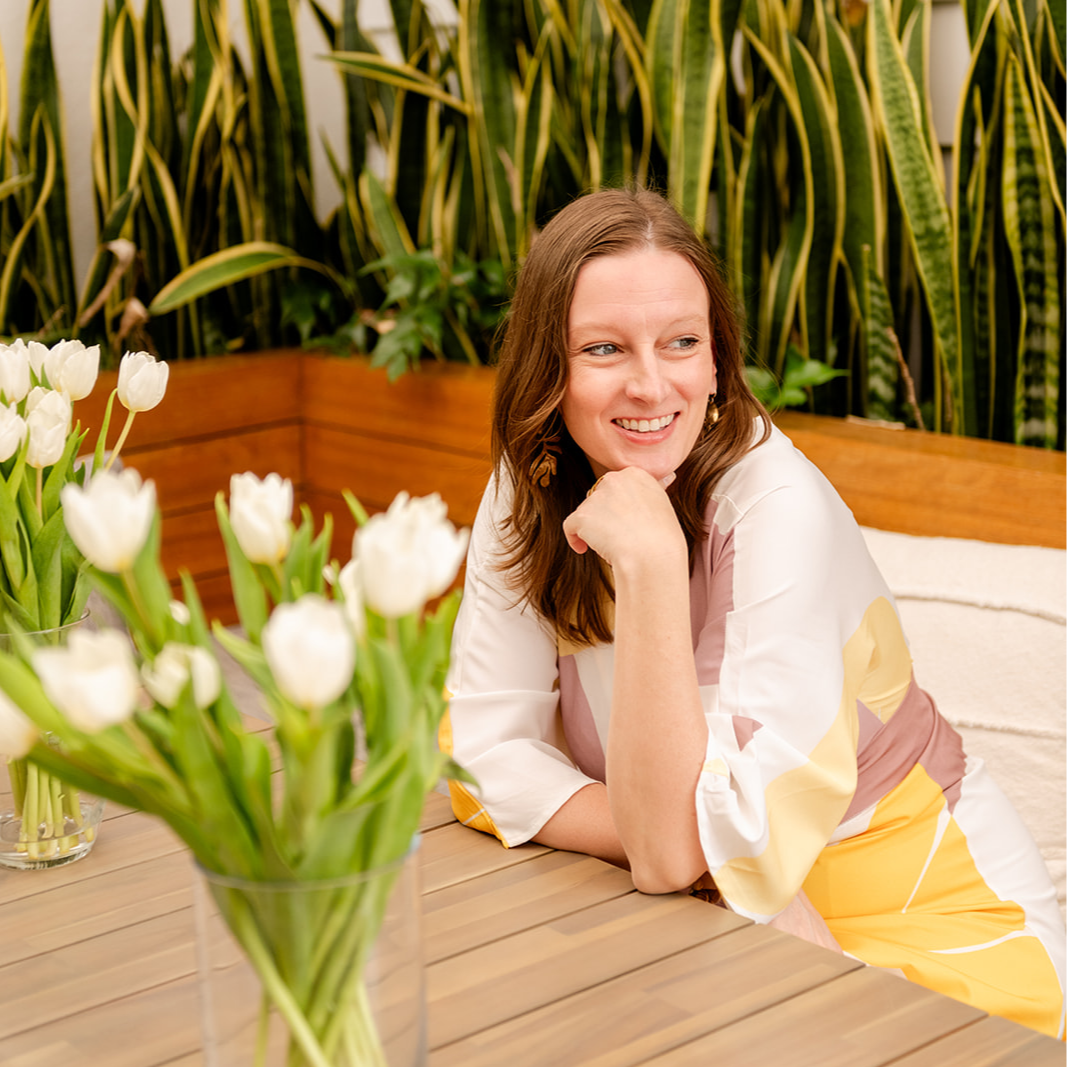 Pamela with tulips