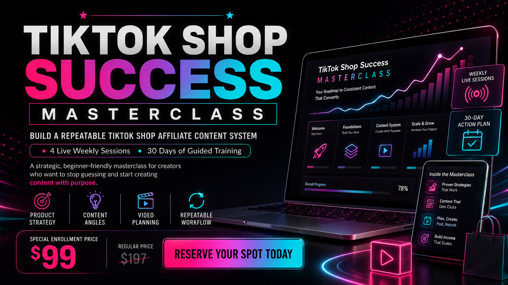 TikTok Shop Success Masterclass program recap visual