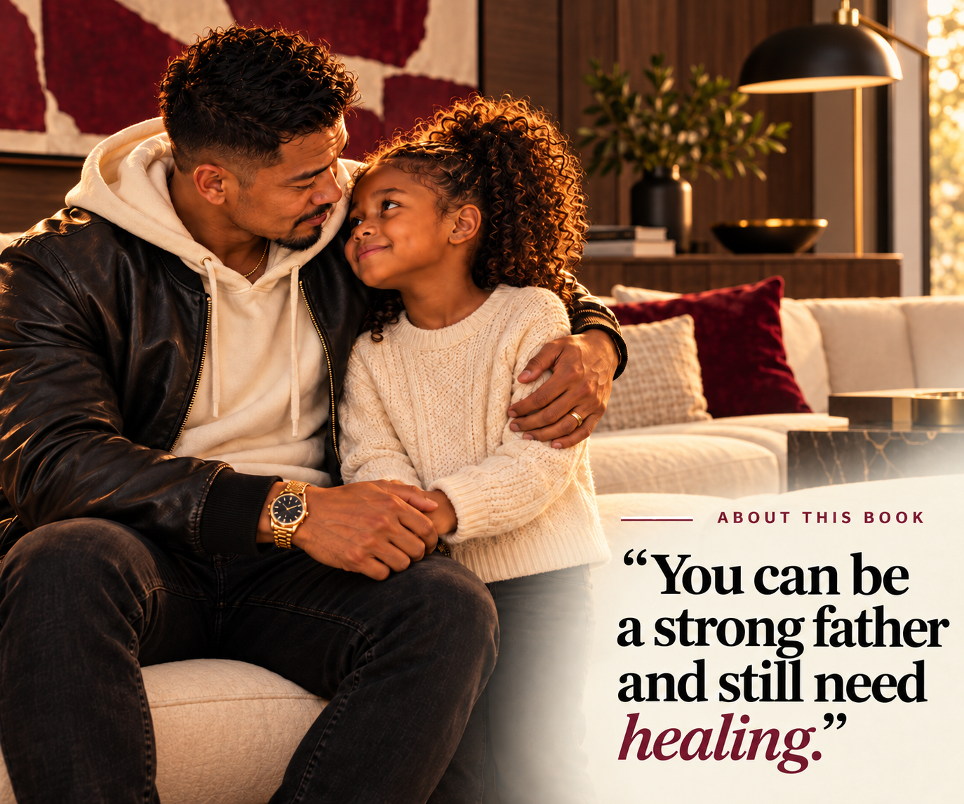 A father and his daughter share a warm moment — About this book: Daddy, Are YOU Okay?