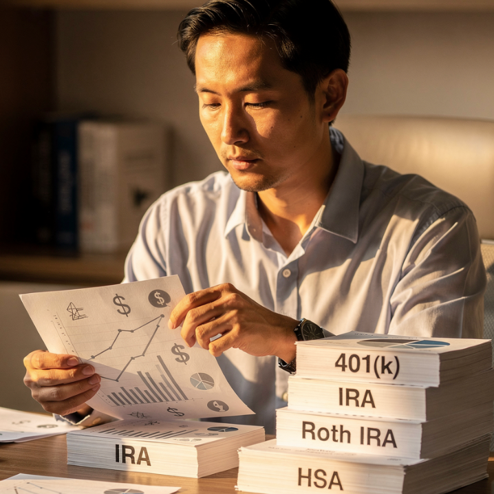Man reviewing invest accounts